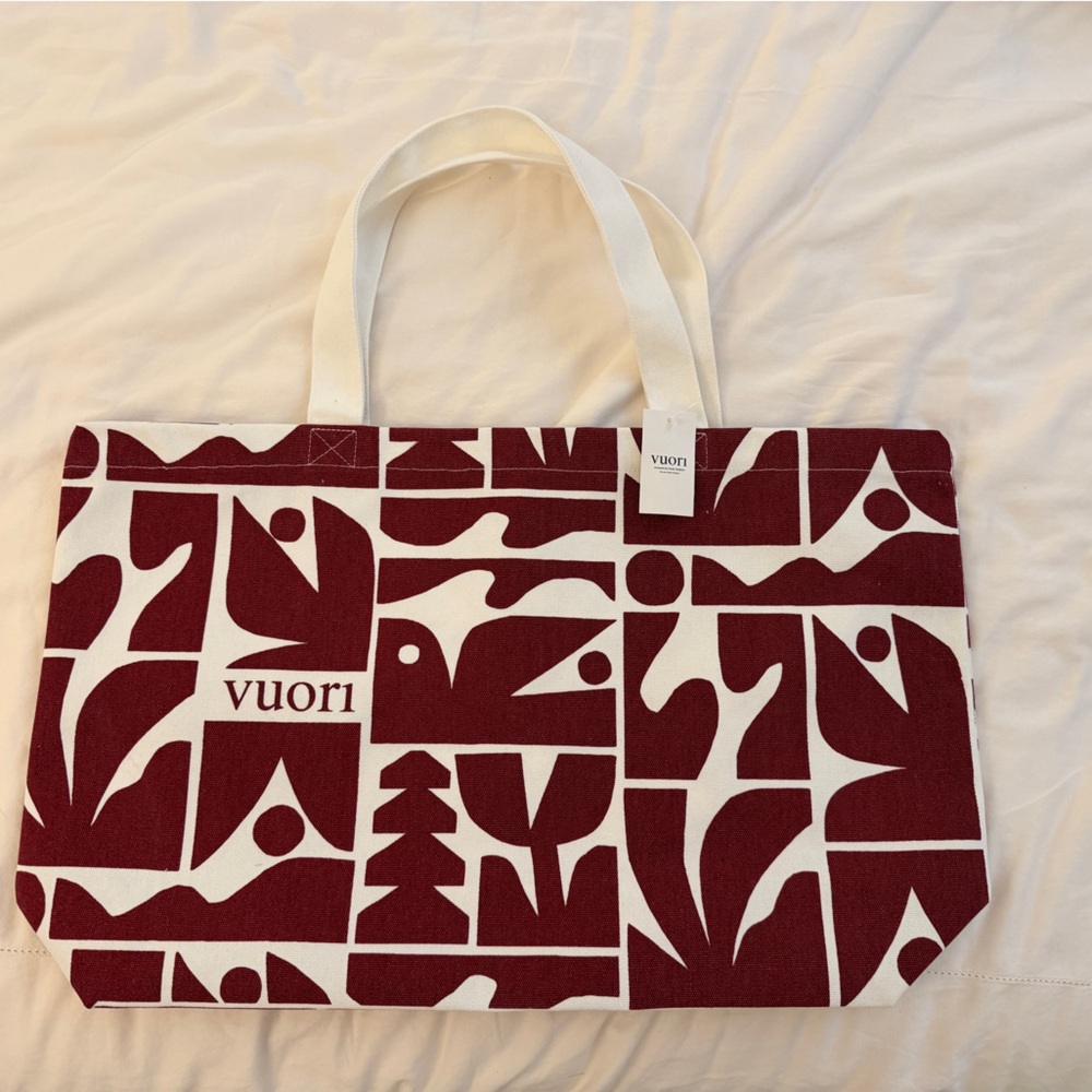 Viori Red and White Tote Bag New
